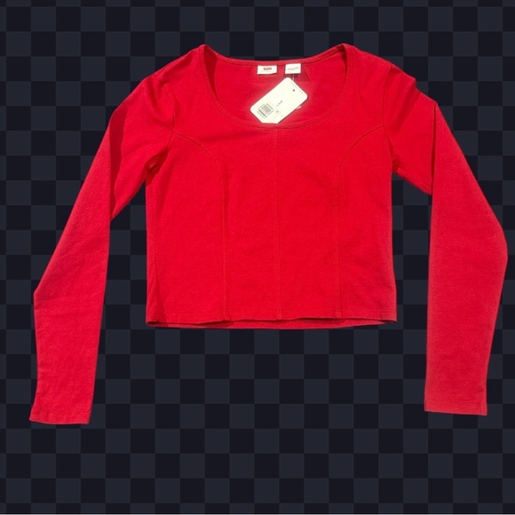 Levi's Vibrant Red Long Sleeve Women's Top - Picture 2 of 7